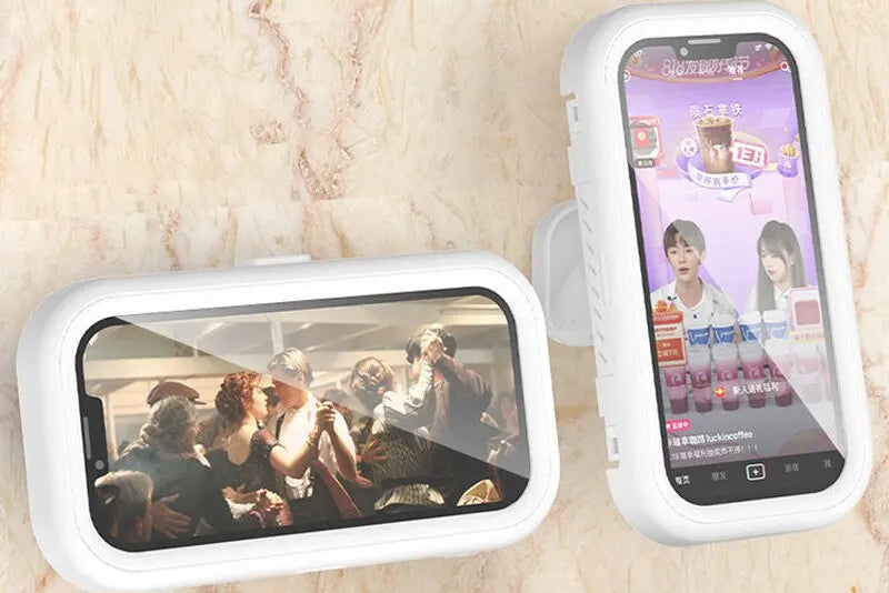 Waterproof Shower Phone Holder Rotation Angle Adjustable Telescoping Wall Mount Phone Holder for Bathroom Kitchen Bracket Stand